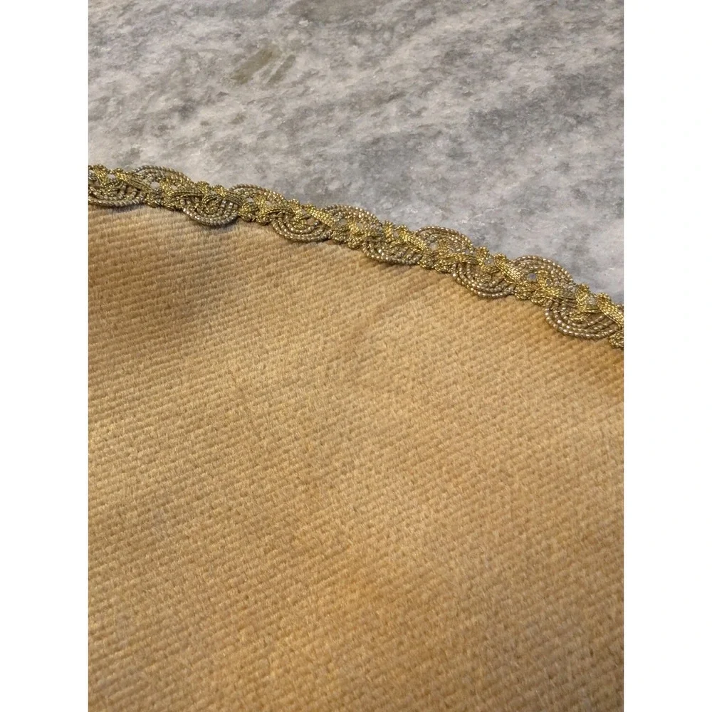 Hungarian Velvet Table Toppers Tapestry w/ Gold Trim, Set Of Two With Embroidery
